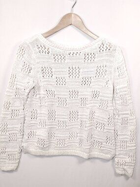 Banana Republic Women’s Medium Textured‎ White Knit Sweater